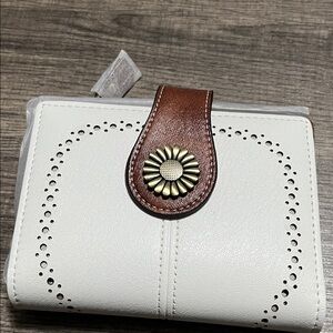 Elegant White and Brown Women's Wallet